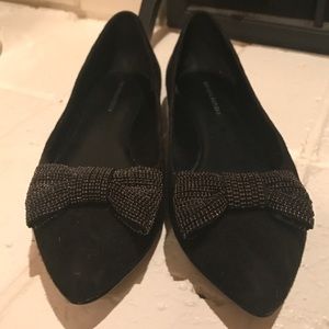 Black Banana Republic Pointed Toe Bow Flats Sz 8